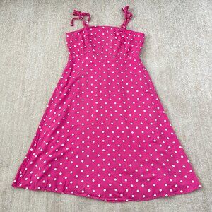 Draper James RSVP Sleeveless Smocked Back Midi Dress L Pink Polka Dot